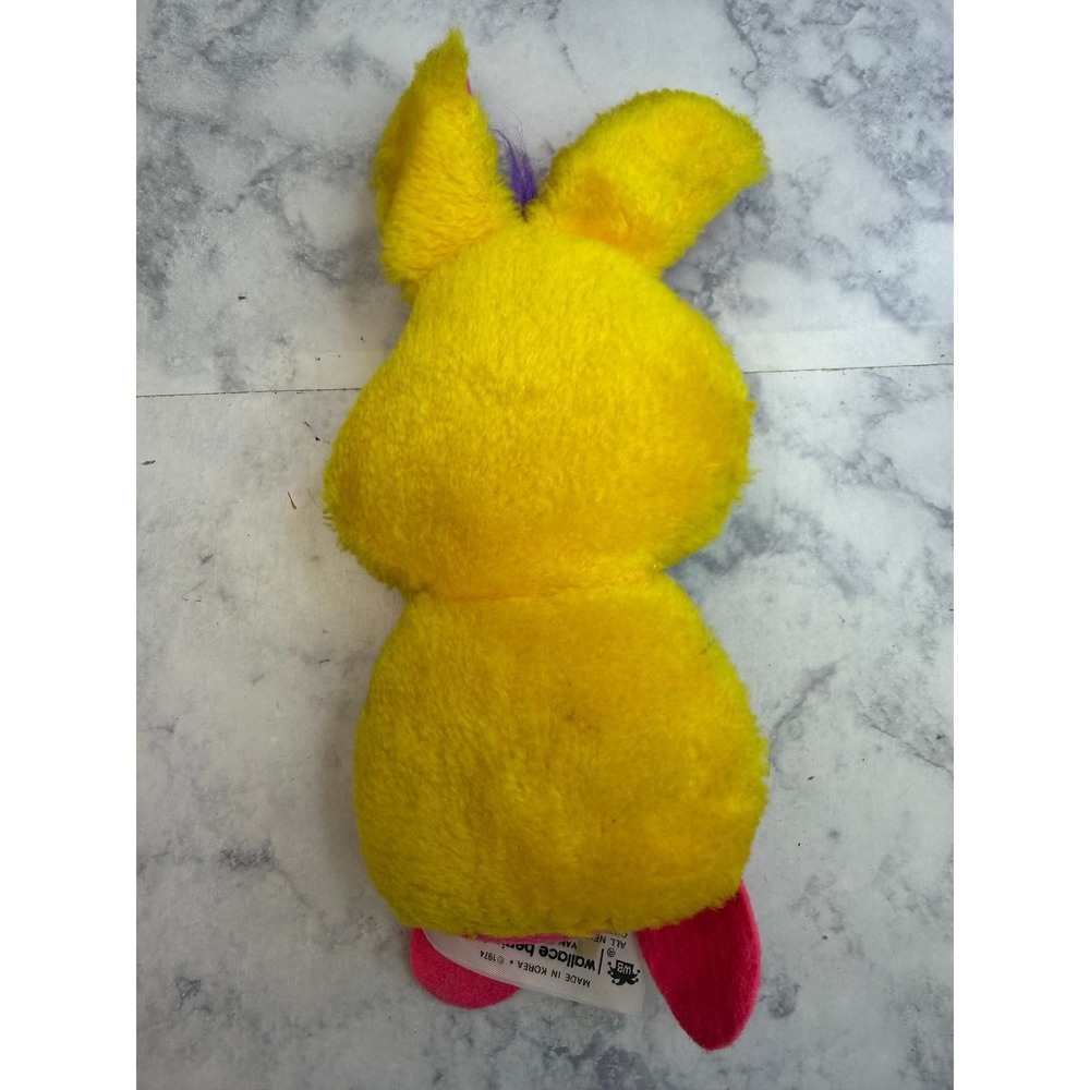 Vintage 1974 Wallace Berrie Fluffy Bunny Plush Yellow Pink Purple 9" WB 186 - Picture 2 of 13
